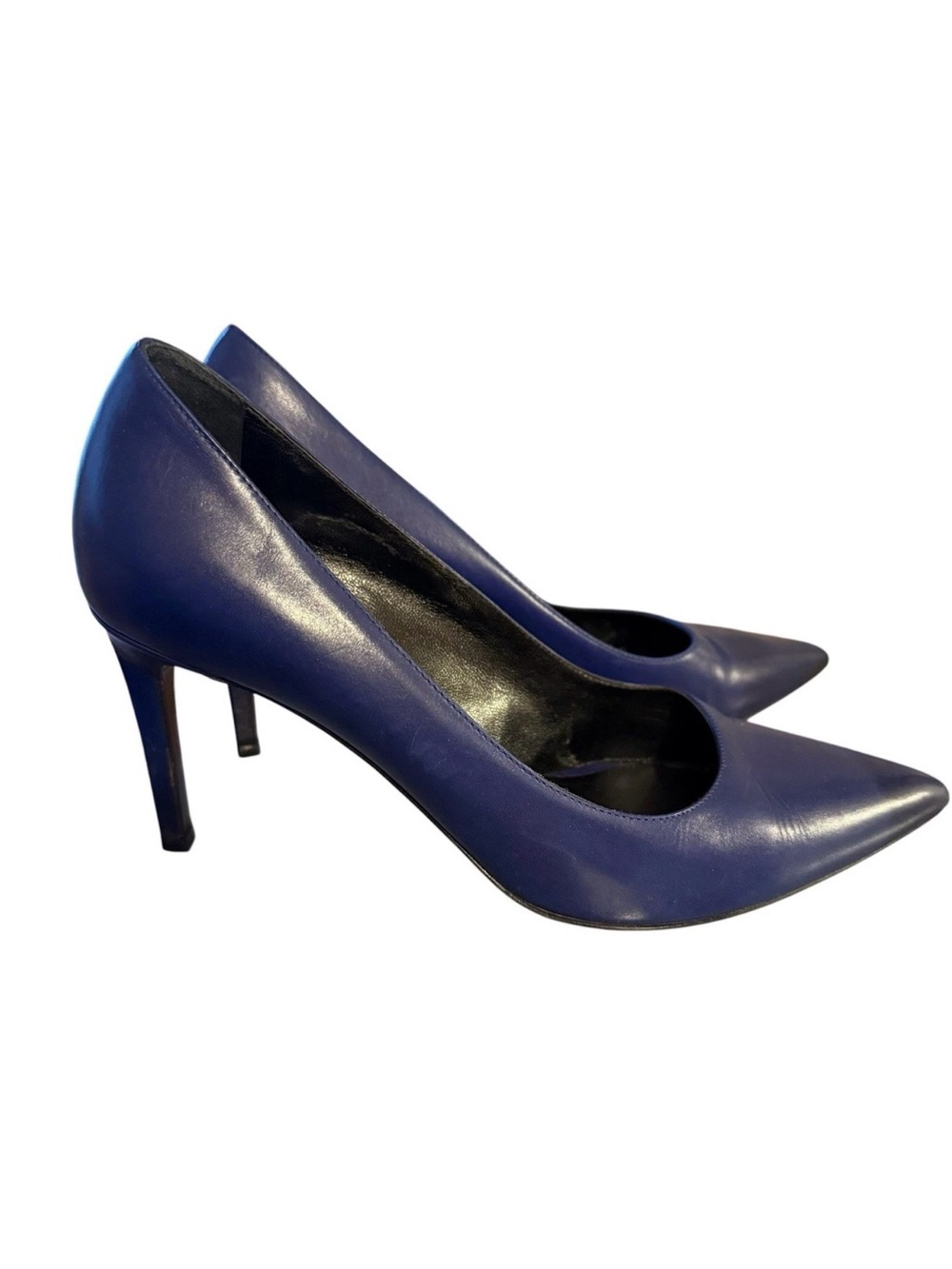 Saint Laurent Paris Pointed Toe Calfskin Pump Blue 38.5